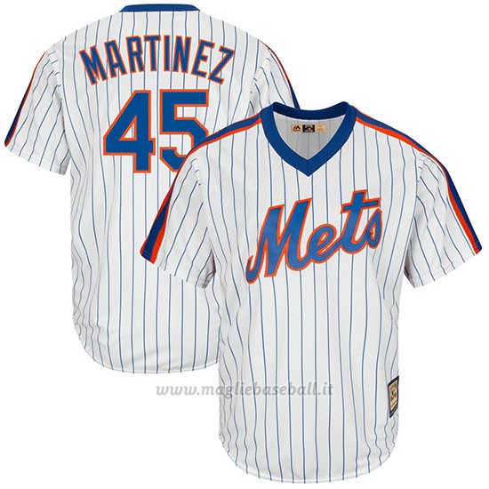 Maglia Baseball Uomo New York Mets Pedro Martinez Bianco Cooperstown Collezione